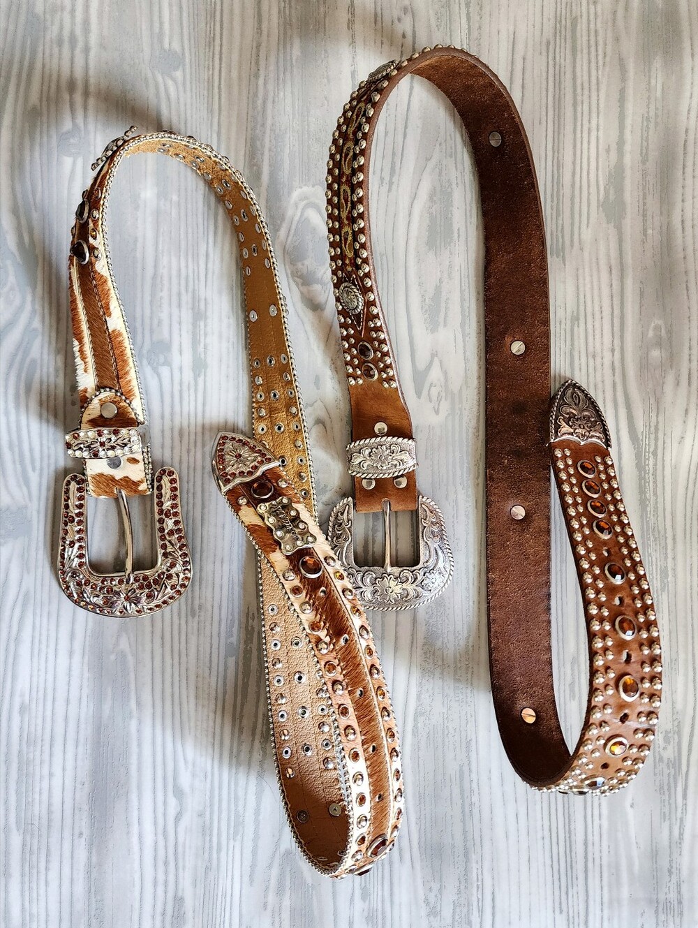 Vintage WB Atlas Bling Western Belt Bundle Y2k Country Leather Rhinestone - Picture 3 of 15
